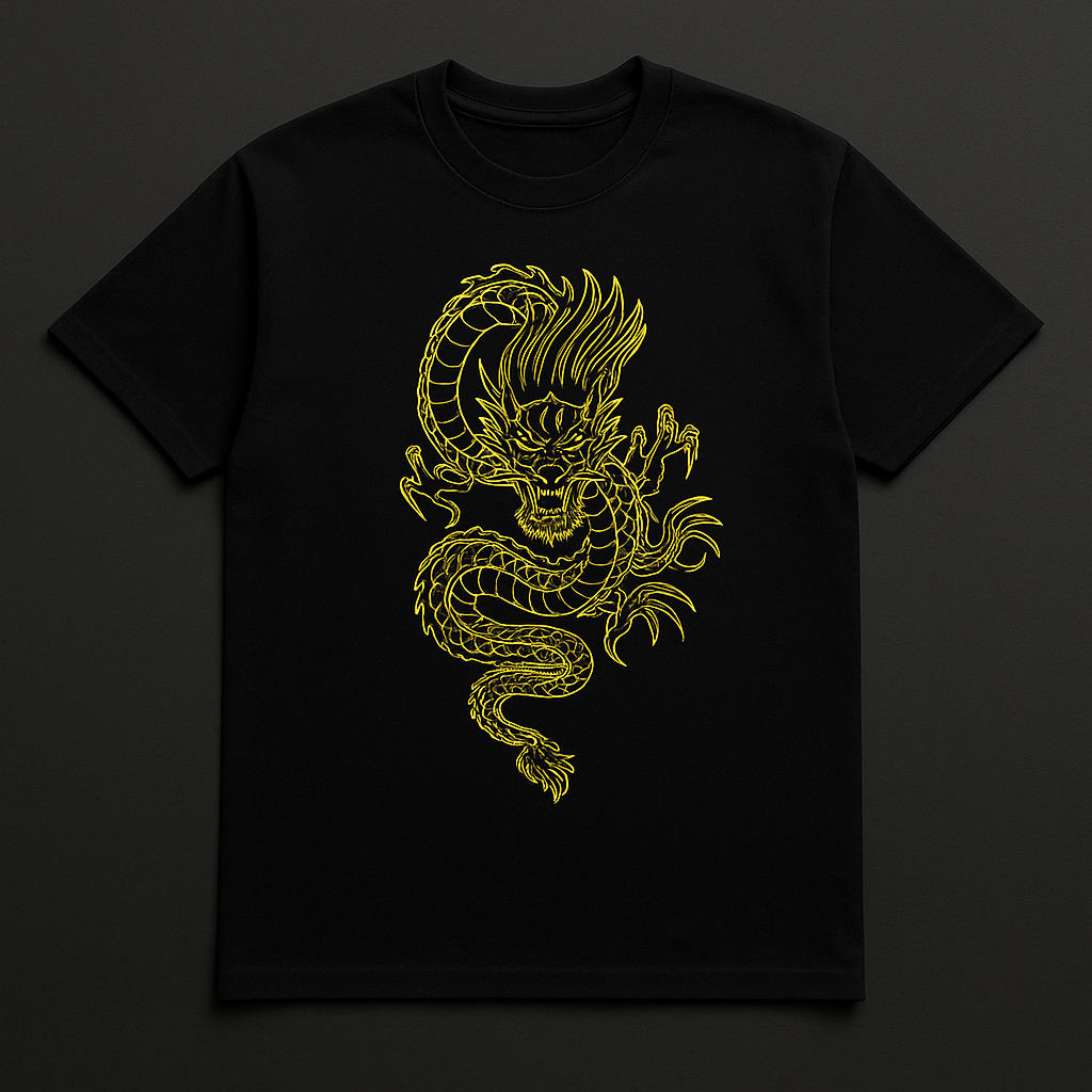 Premium Dragon Print Black Oversized T-Shirt – 100% Cotton | Unisex