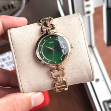 The  Fos**l Rose Gold & Emerald Green Watch for Women