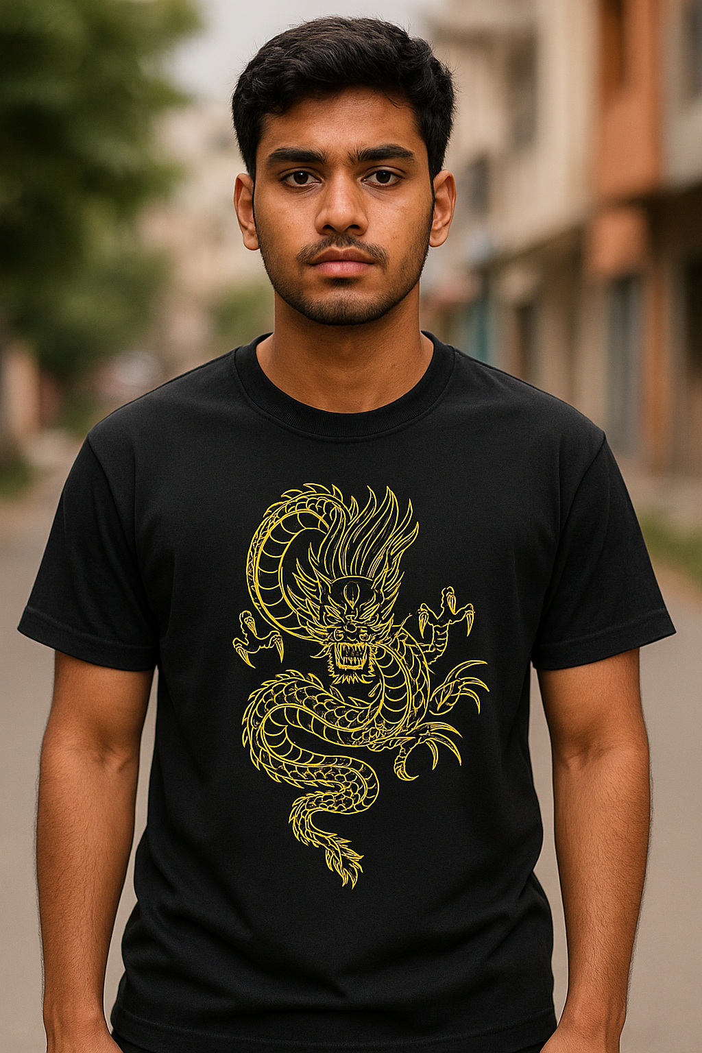 Premium Dragon Print Black Oversized T-Shirt – 100% Cotton | Unisex