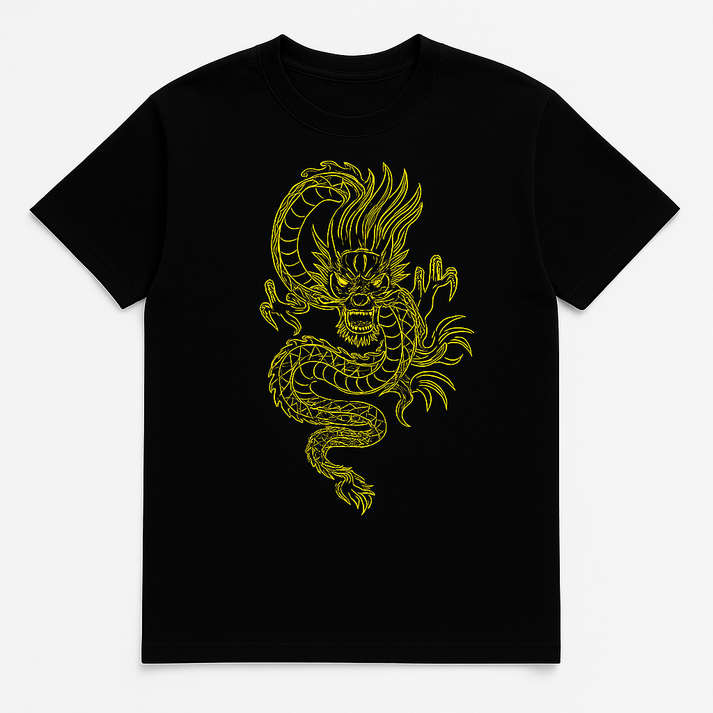 Premium Dragon Print Black Oversized T-Shirt – 100% Cotton | Unisex