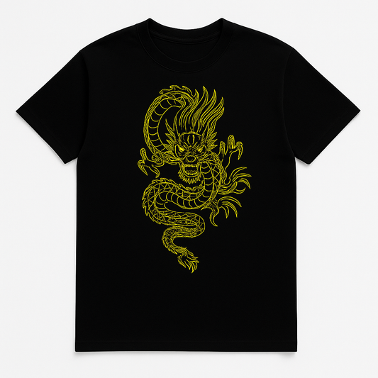 Premium Dragon Print Black Oversized T-Shirt – 100% Cotton | Unisex