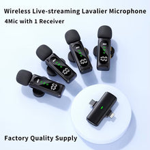 Latest T90 High Quality Portable 2.4G Wireless Lightweight Lavalier Microphone 4 Mic Digital Display Noise Cancelling