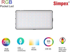 RGB Portable Camera And Mobile Light Dimmable Panel Lamp | Full Color 2700-6500k 6.5W for Smart Phone Photography Video Led Light 1800 mAh for Zoom Calls/Live Stream/Selfies/Makeup/Vlogging