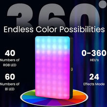 RGB Portable Camera And Mobile Light Dimmable Panel Lamp | Full Color 2700-6500k 6.5W for Smart Phone Photography Video Led Light 1800 mAh for Zoom Calls/Live Stream/Selfies/Makeup/Vlogging